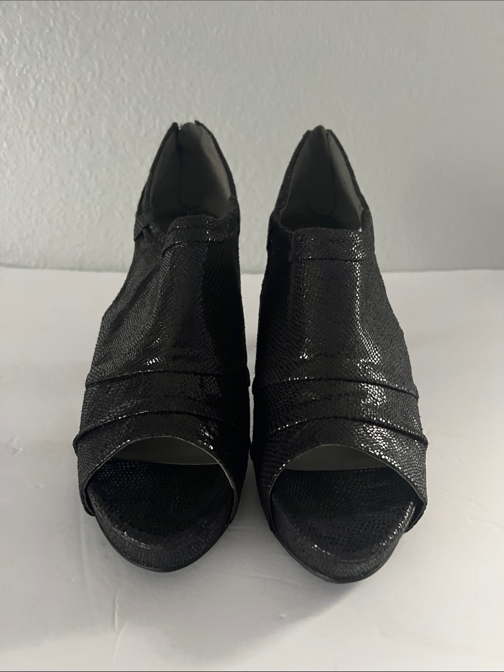 Worthington Black Shimmery Open-Toe Heels